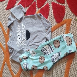 LS Boobie Monster Cookie and Milk Onesie Set